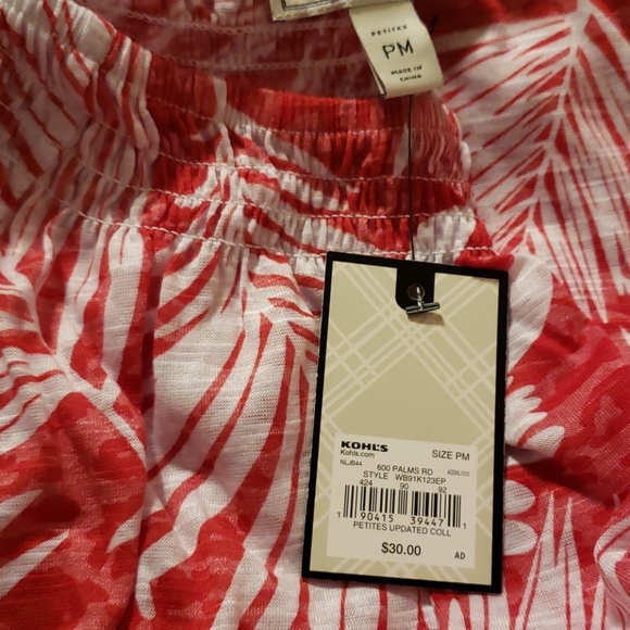 Dana Buchman petite print smocked burnout top - Picture 3 of 4